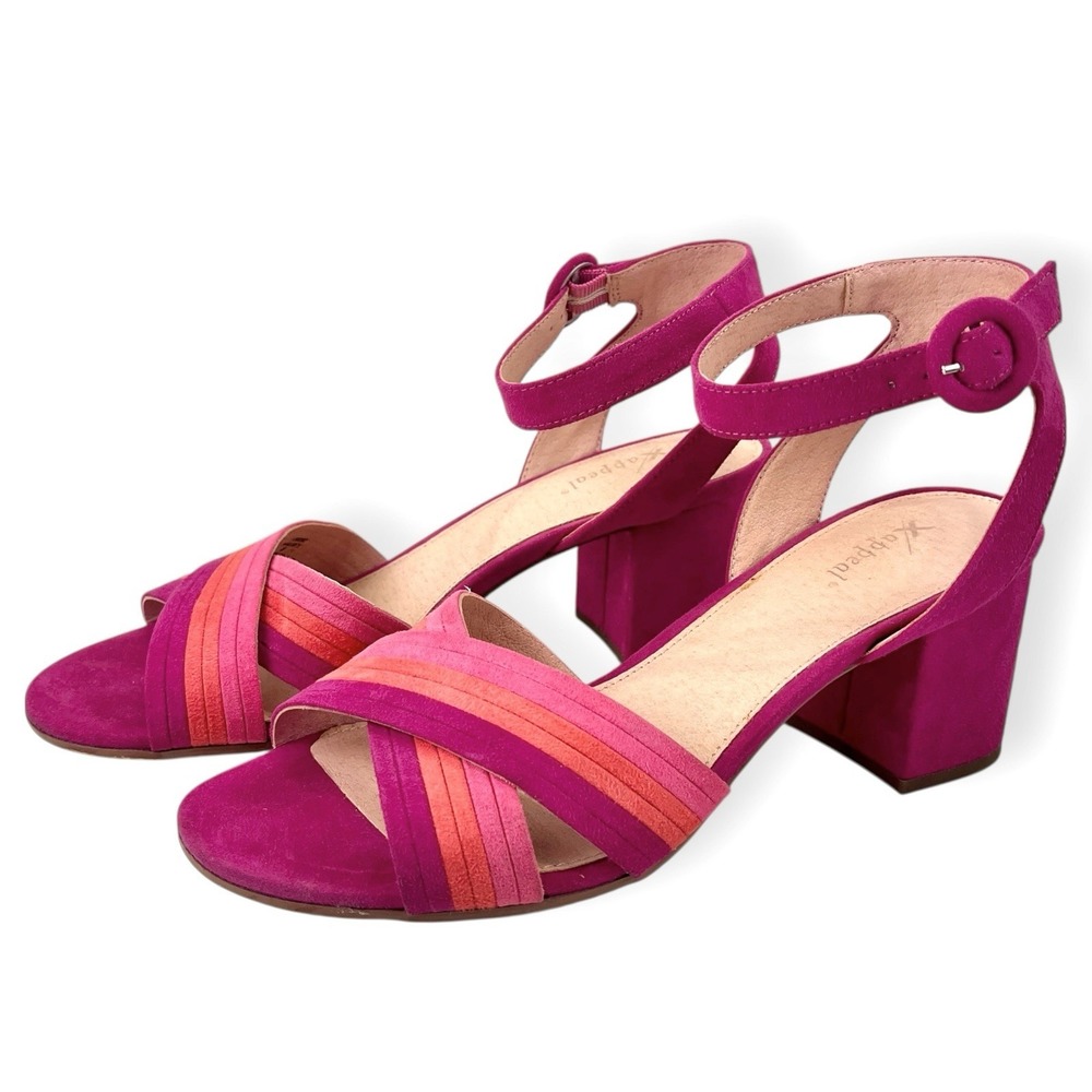Xappeal Women's Halsey Ankle Strap Sandals 130092‎ Sz 8 Pink Orange Block Heel